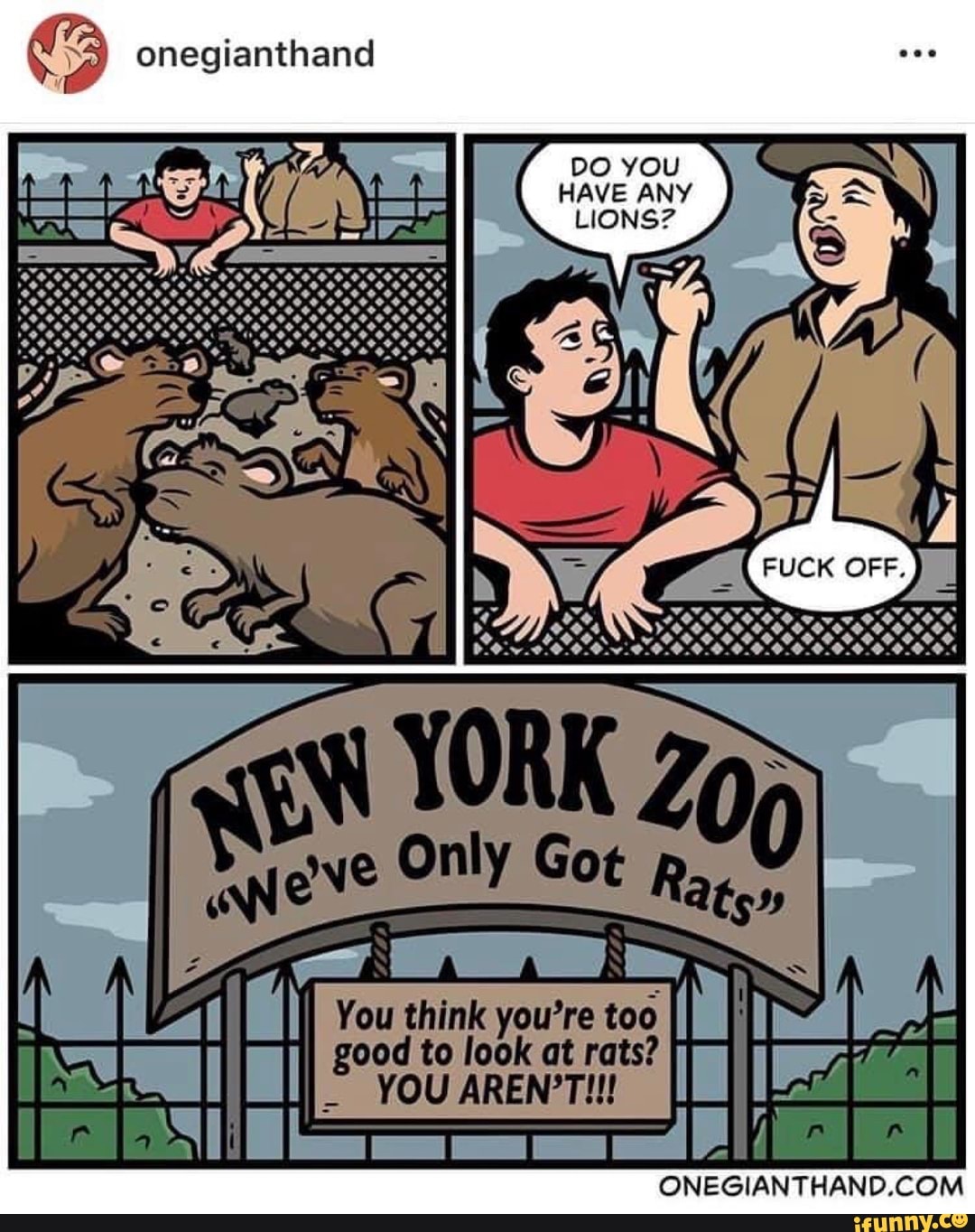You think you're
tos I
good to look at rats?
