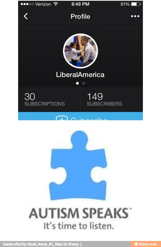 Profile
30 149
SUBSCRIPTIONS BSCRIBERS
AUTISM SPEAKS
It's time to listen.