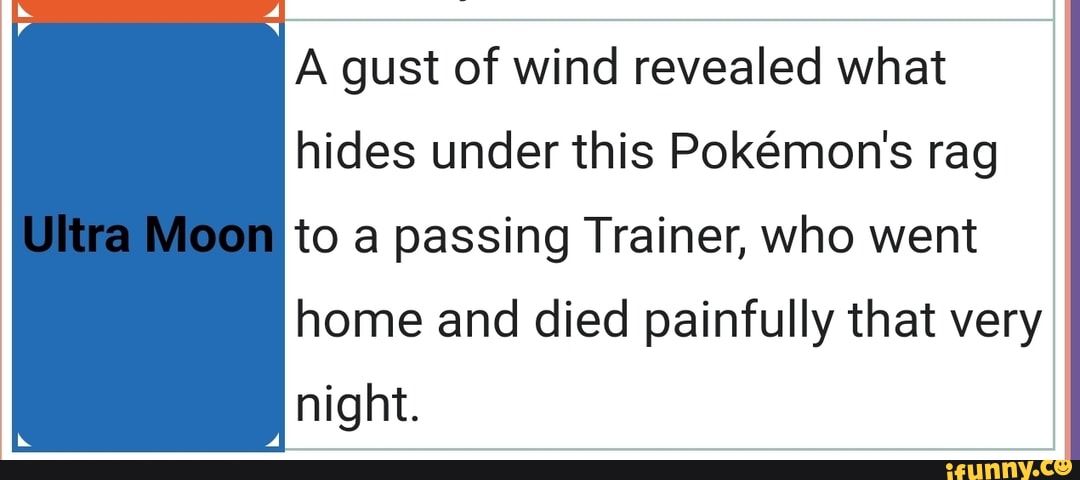 Under Rag Meme A gust of wind revealed what hides under this Pokmon's rag Ultra loon ...