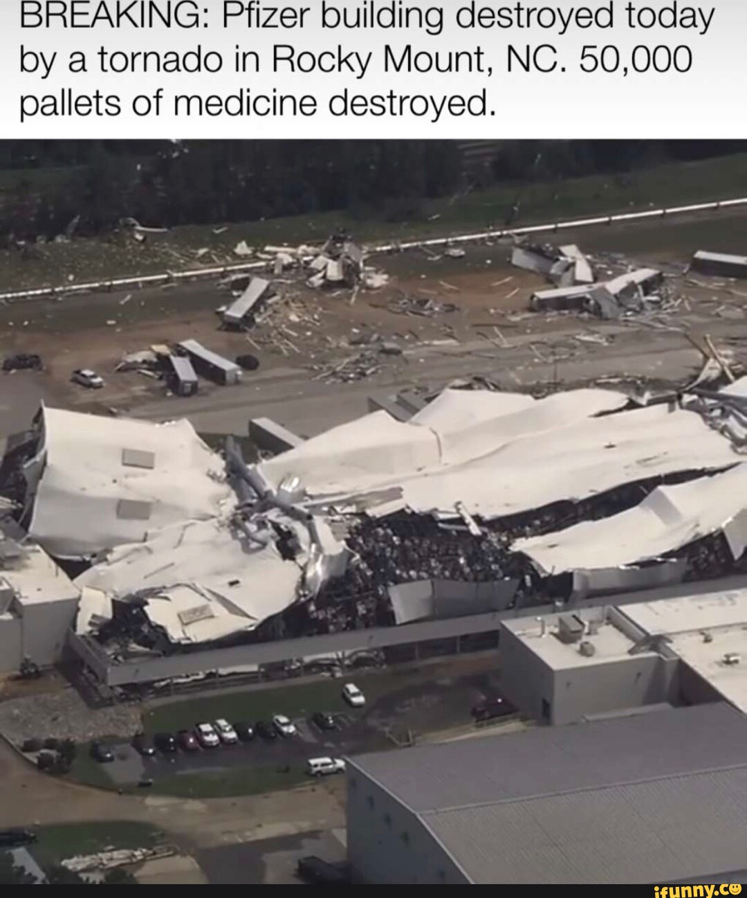 : Pfizer Oullaing destroyed today by a tornado in Rocky Mount, NC ...