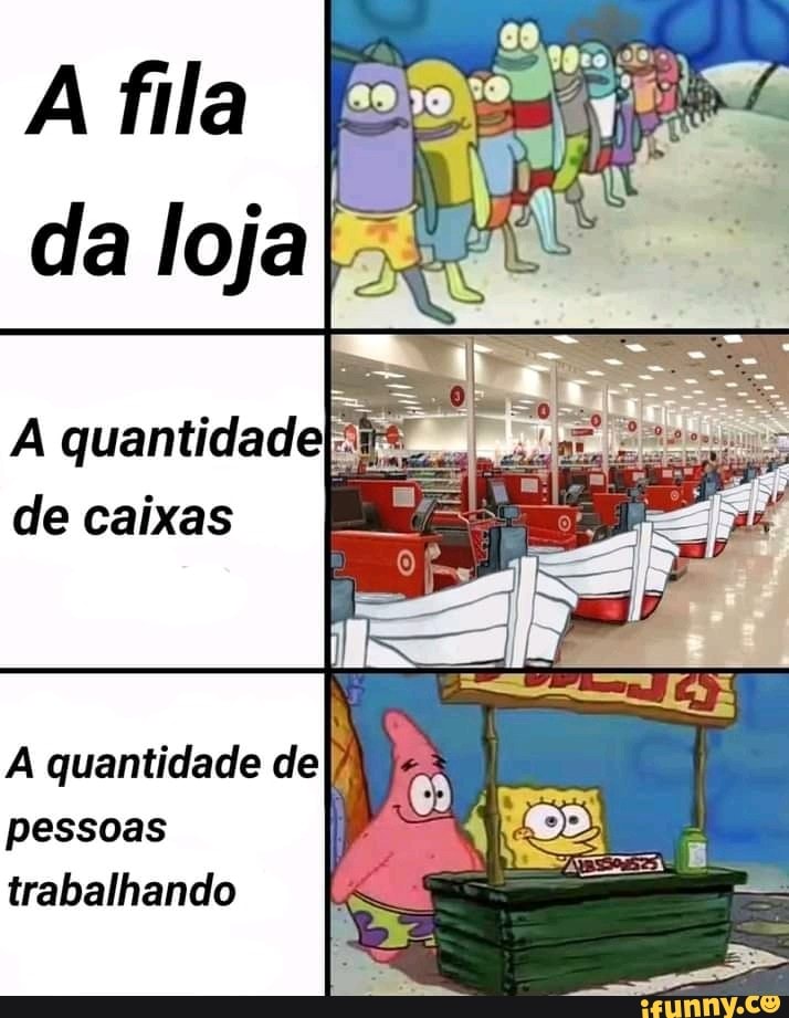 fila
da loja
calxas
A quantidade de pessoas trabalhando