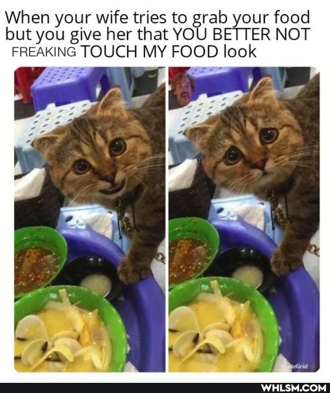 When your wife tries to grab your food but you give her that YOU BETTER NOT FREAKING TOUCH MY FOOD look