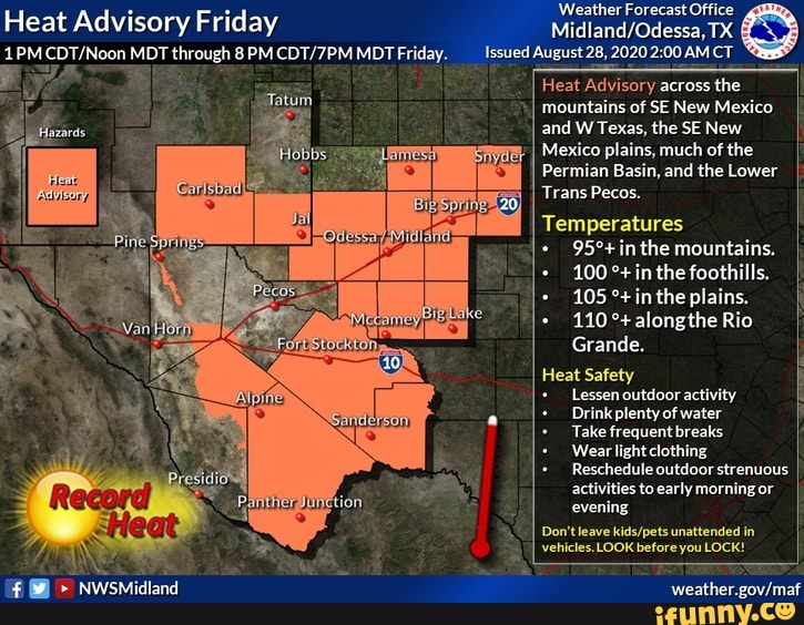 Heat Advisory Friday MDT through 8 PM MDT Fr Tatum Weather Forecast ...