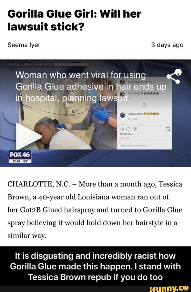 Louisiana woman who went viral for using Gorilla Glue adhesive in