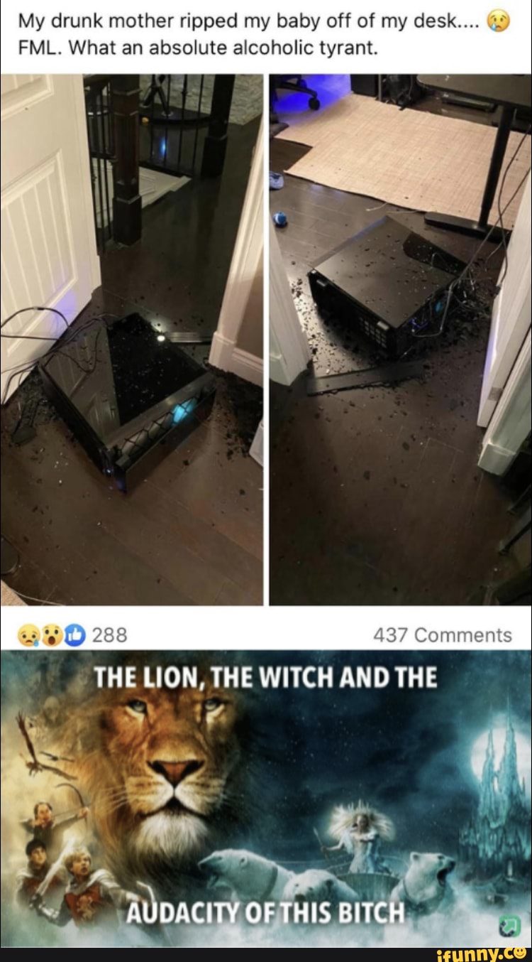 My drunk mother ripped my baby off of my desk.... FML. What an absolute alcoholic tyrant.
THE LION, THE WITCH AND THE