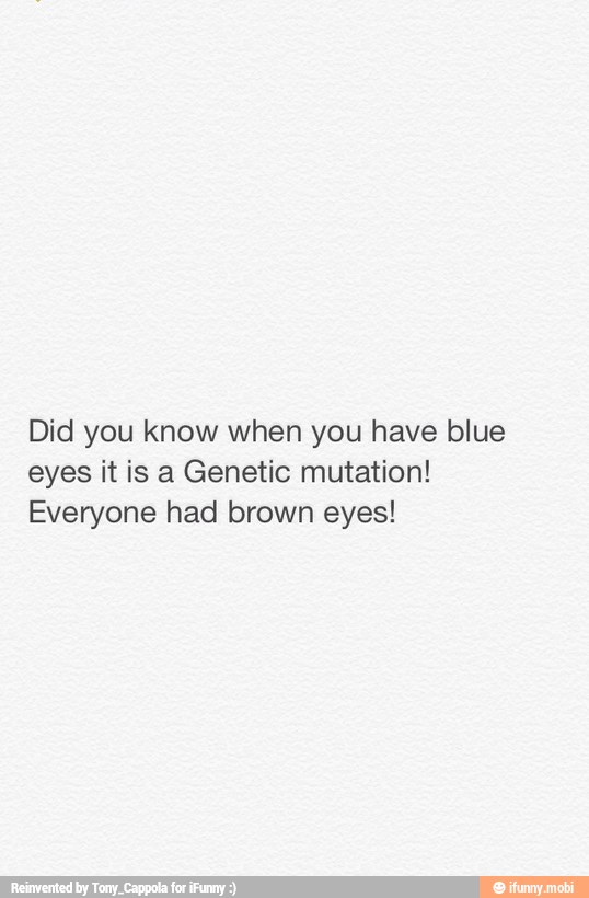 Did you know when you have blue
eyes it is a Genetic mutation!
Everyone had brown eyes!