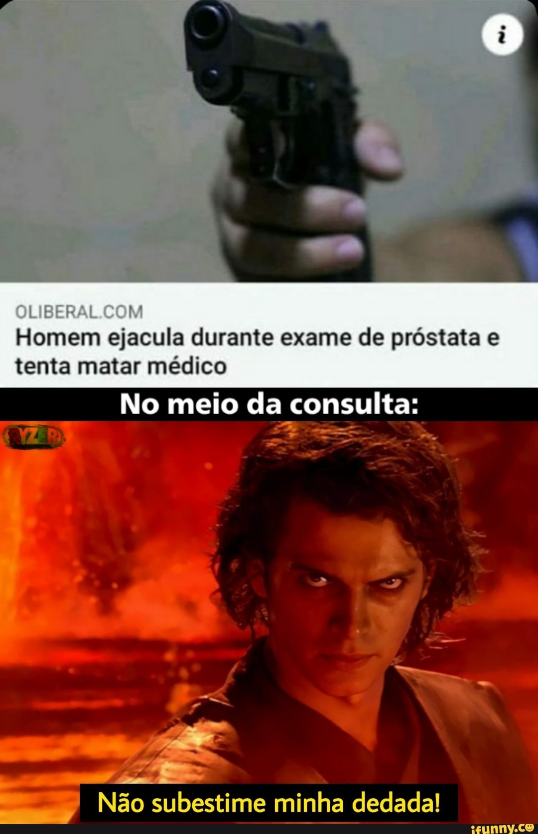 COM
Homem ejacula durante exame de próstata e tenta matar médico
No meio da consulta:
Não subestime minha dedada!