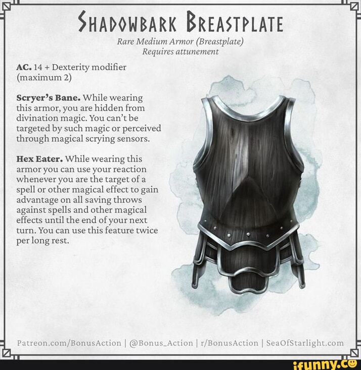 SHADOWBARK BREASTPLATE Rare Medium Armor (Breastplate) Requires