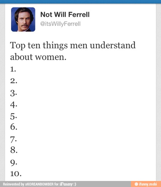 Top ten things men
understand
about women.
DONAR