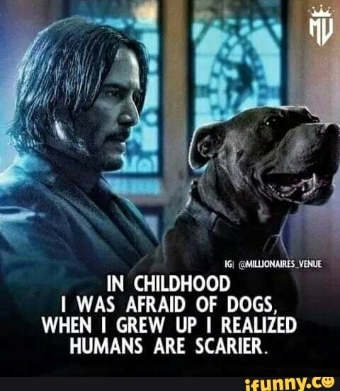 IN CHILDHOOD WAS AFRAID OF DOGS,
WHEN I GREW UP I REALIZED HUMANS ARE SCARIER.
