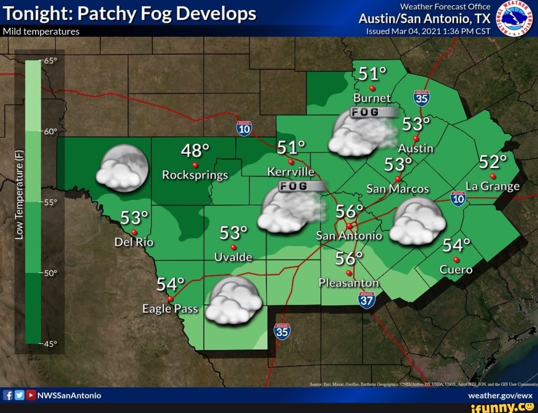 Weather Forecast Office Tonight Patchy Fog Develops AustingSan Antonio