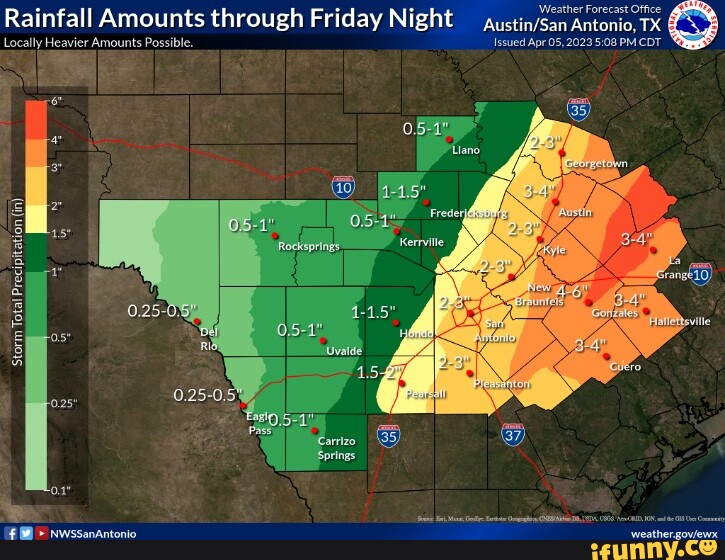 Rainfall Amounts through Friday Night Antonio, Locally Heavier Amounts ...