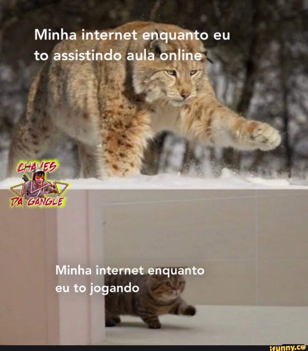 Minha internet enquanto eu
to assistindo aula online
Minha internet enquanto eu to jogando