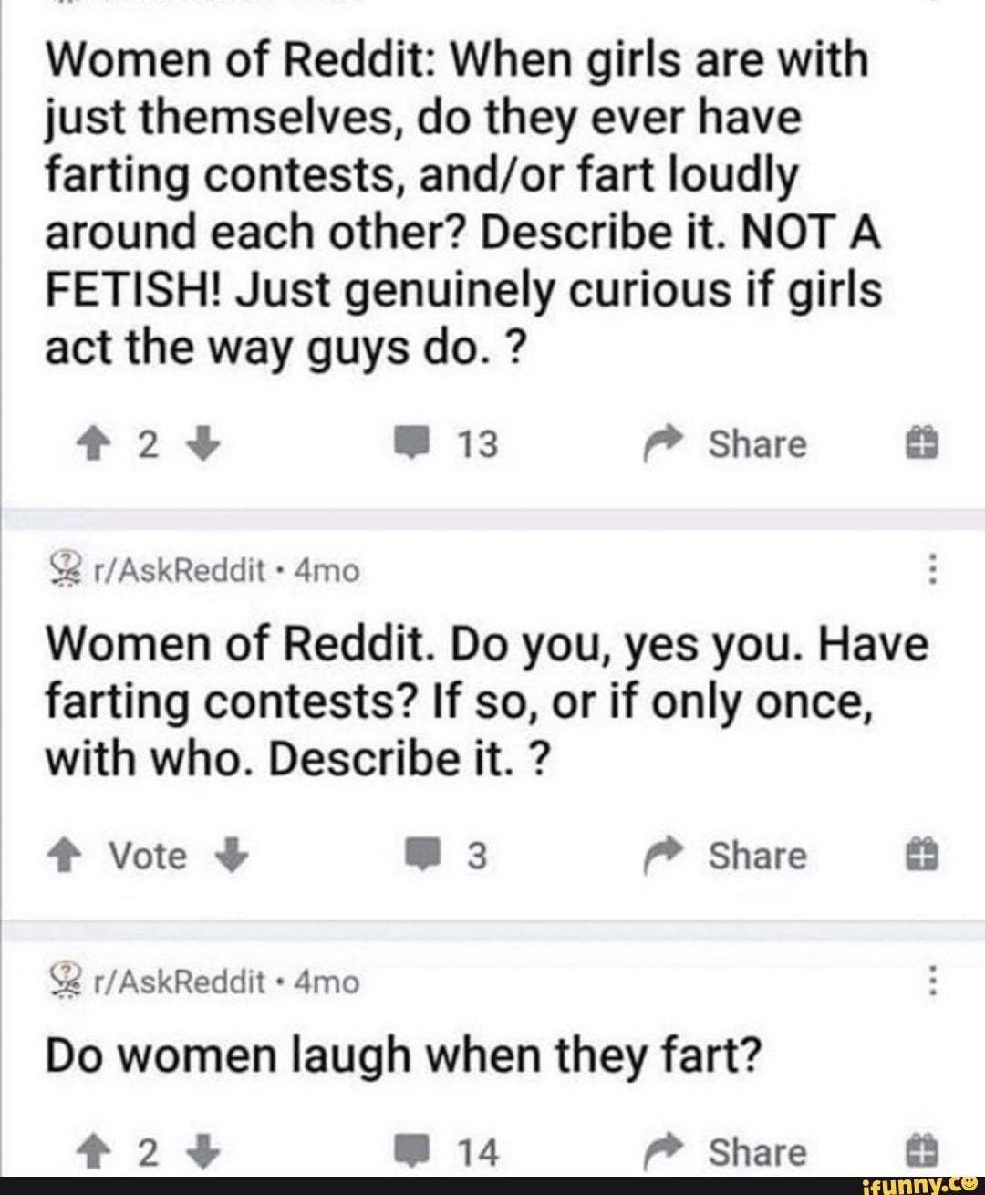 Girls farting on eachother