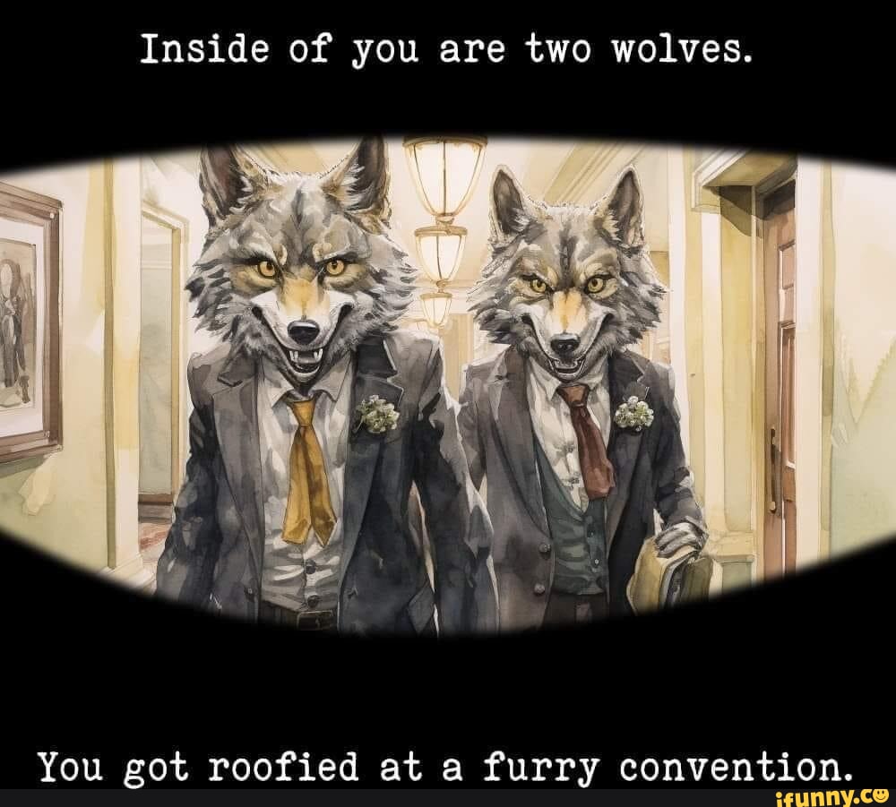 Inside of you are two wolves. You got roofied at a furry convention ...