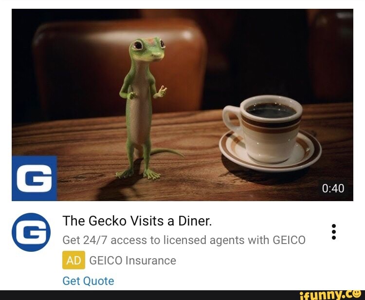 The Gecko Visits a Diner. 66124/7 access to hcensed agents with GEICO ...