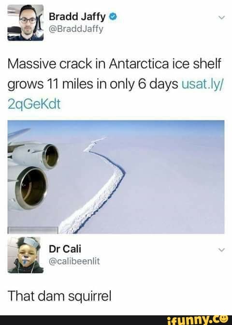 Massive crack in Antarctica ice shelf
grows 11 miles in only 6 days usat.ly/