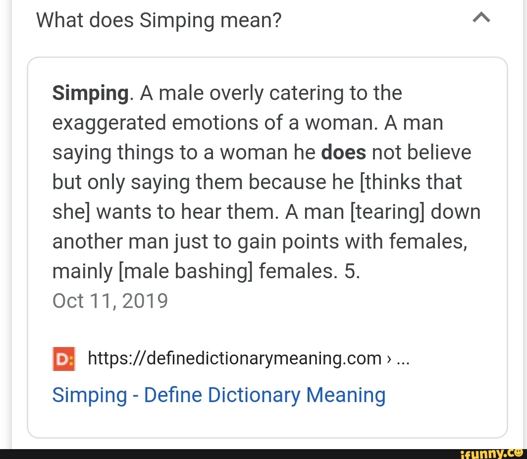 Meaning simping over Simp, Simping