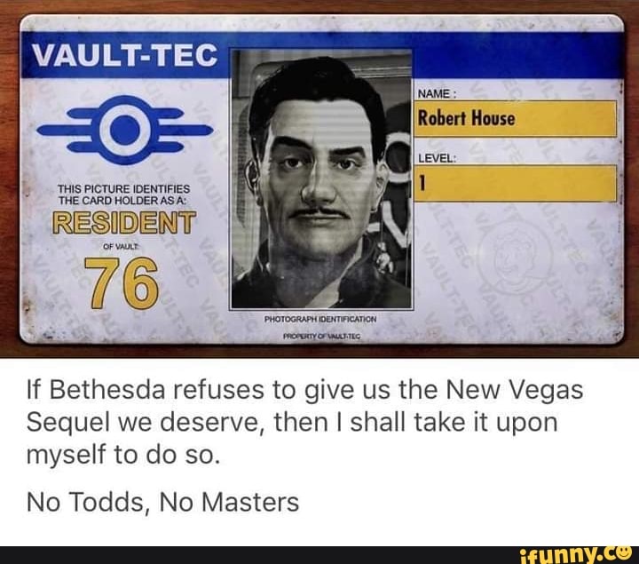 NAME Robert House LEVEL VAULTTEG THIS PICTURE IDENTIFIES THE CARD