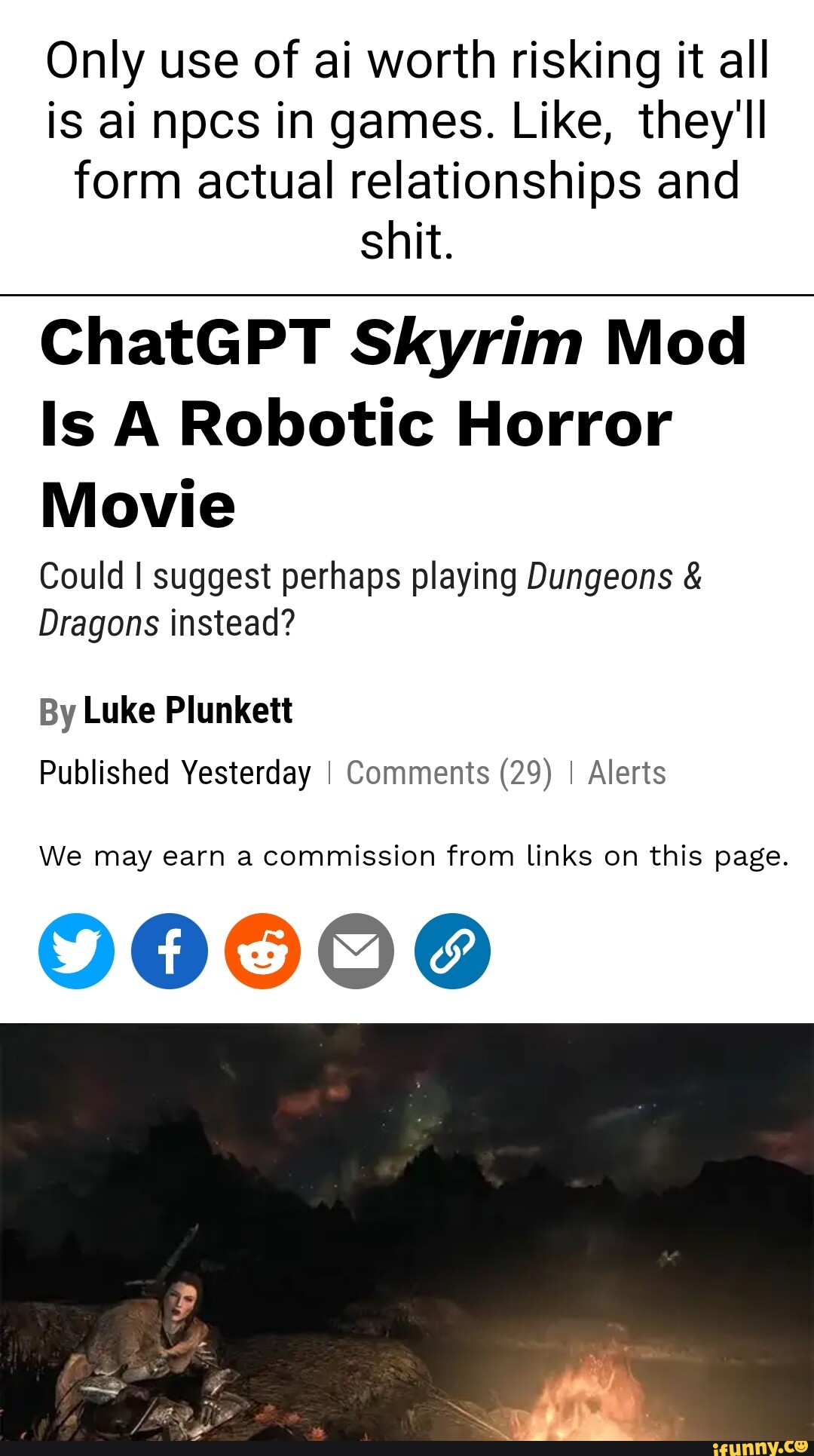 ChatGPT Skyrim Mod Is A Robotic Horror Movie