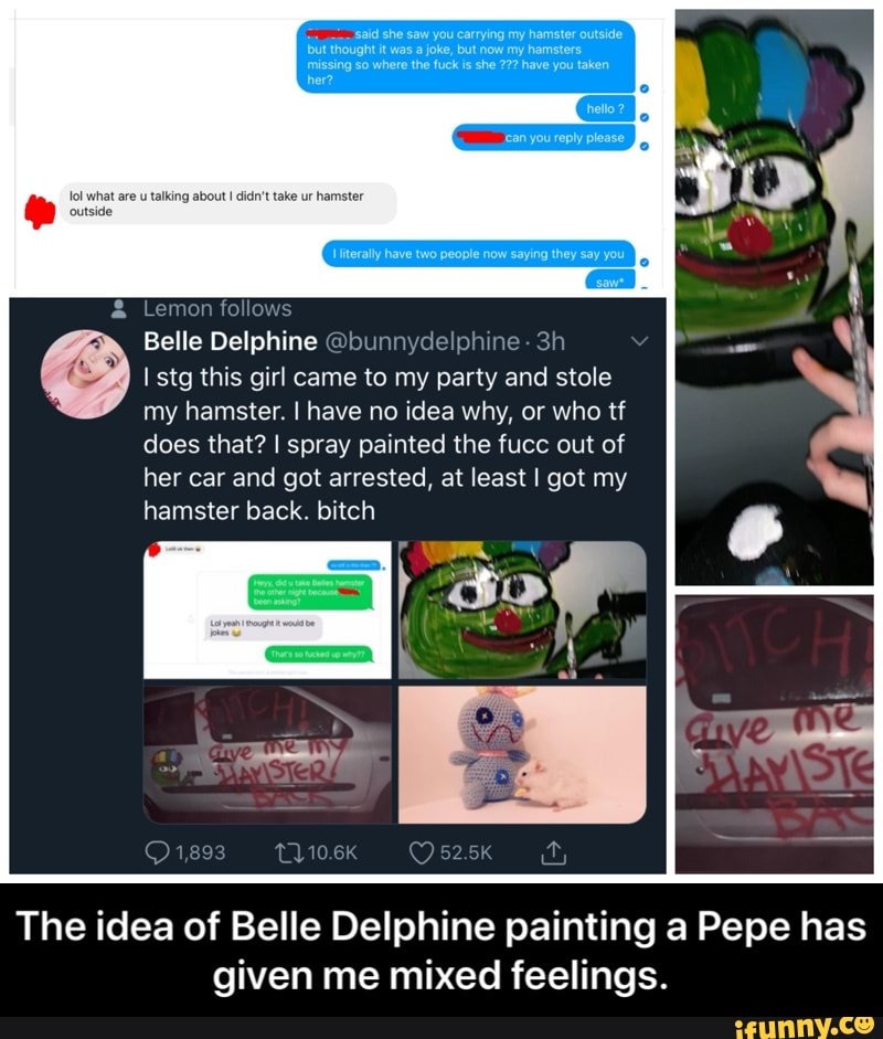 Give Back Belle Delphine's Hamster - Meme - T-Shirt | TeePublic FR