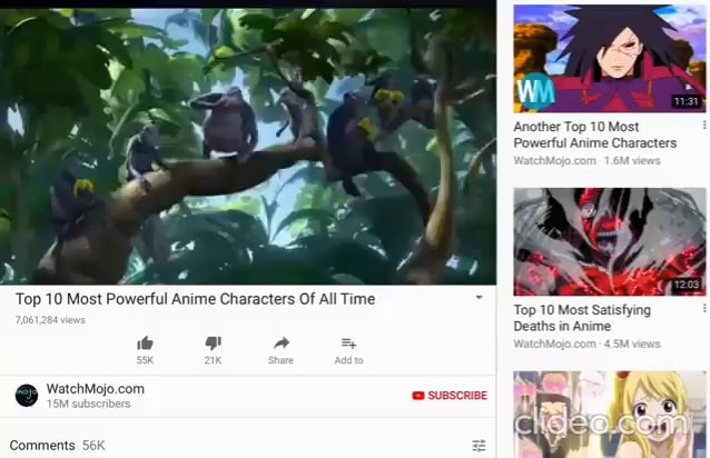 Another Top 10 M Powerful Anime Characters AD Top 10 Most Satisfying Deaths  in Anime Comments 