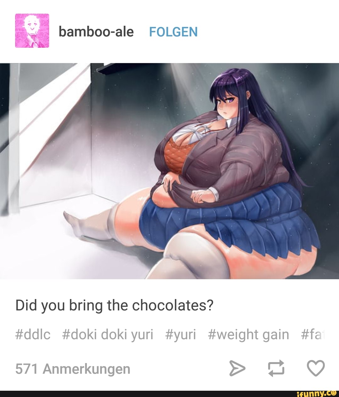 I am ashamed. - bamboo-ale FOLGEN Did you bring the chocolates? #ddlc  #dokidokiyuri #yuri #weightgain #f; 571 Anmerkungen > 23 O - iFunny