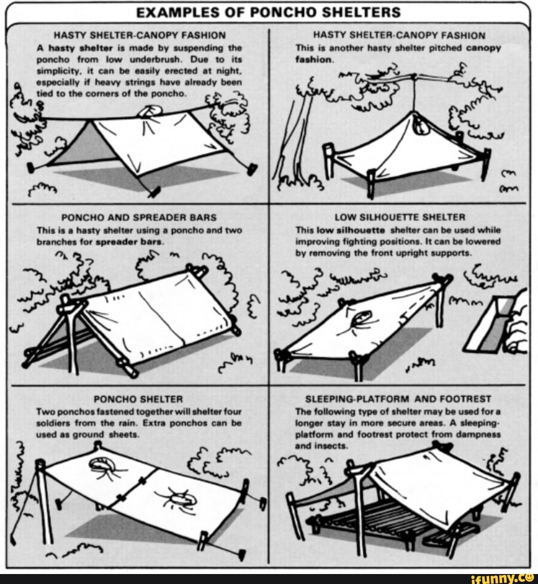 Укрытие из плащ палатки схема