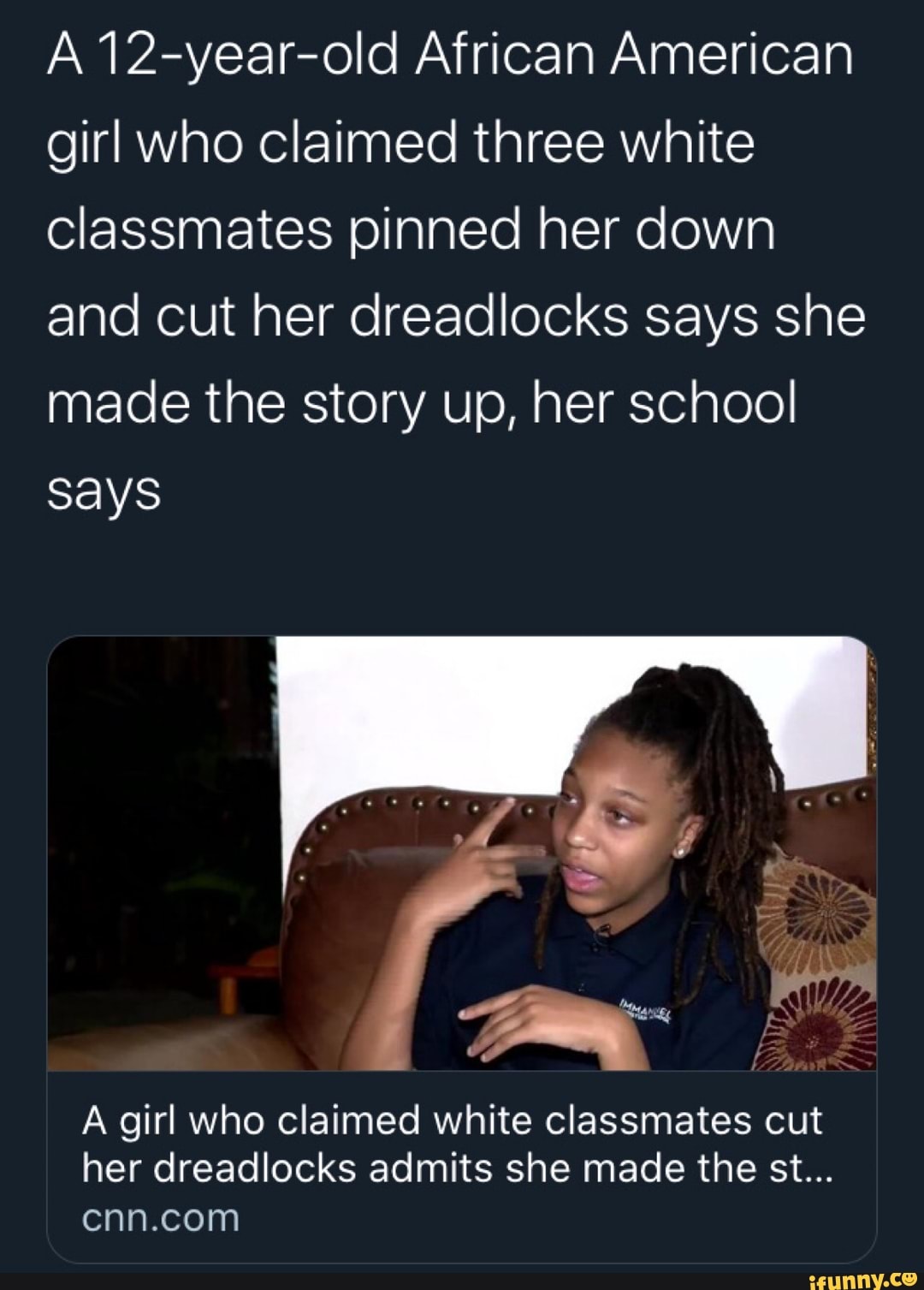 A 12 Year Old African American Girl Who Claimed Three White Classmates