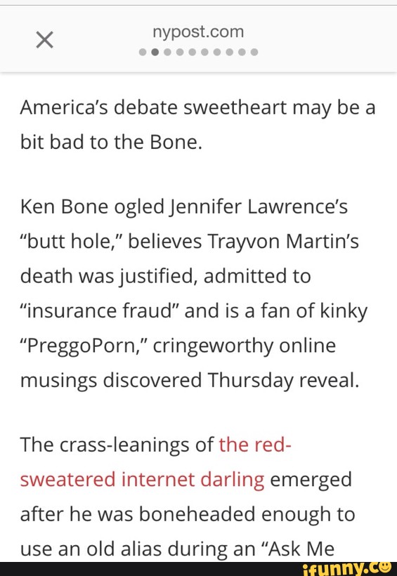 America S Debate Sweetheart May Be A Bit Bad To The Bone Ken Bone Ogled Jennifer Lawrence S