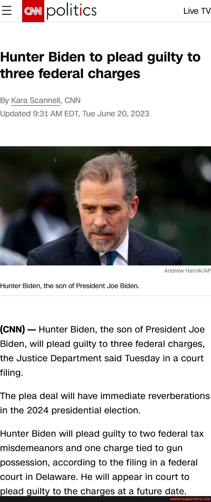 = Politics Live TV Hunter Biden To Plead Guilty To Three Federal ...