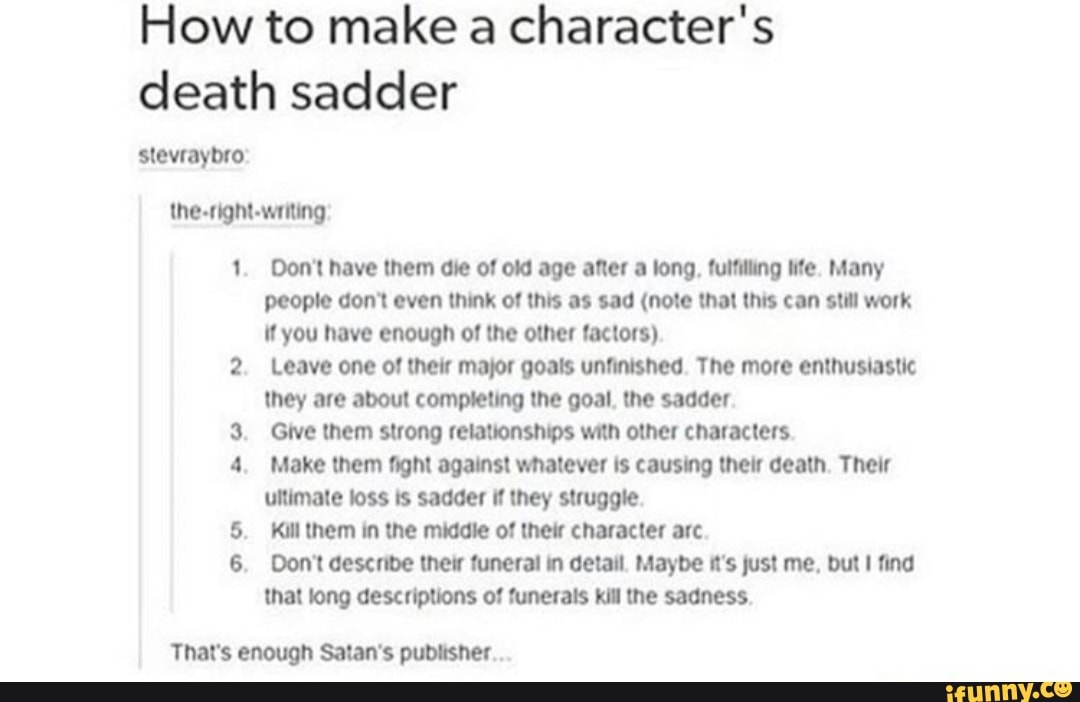 How to make a character's death sadder stevraybro the-right-writing 1 ...