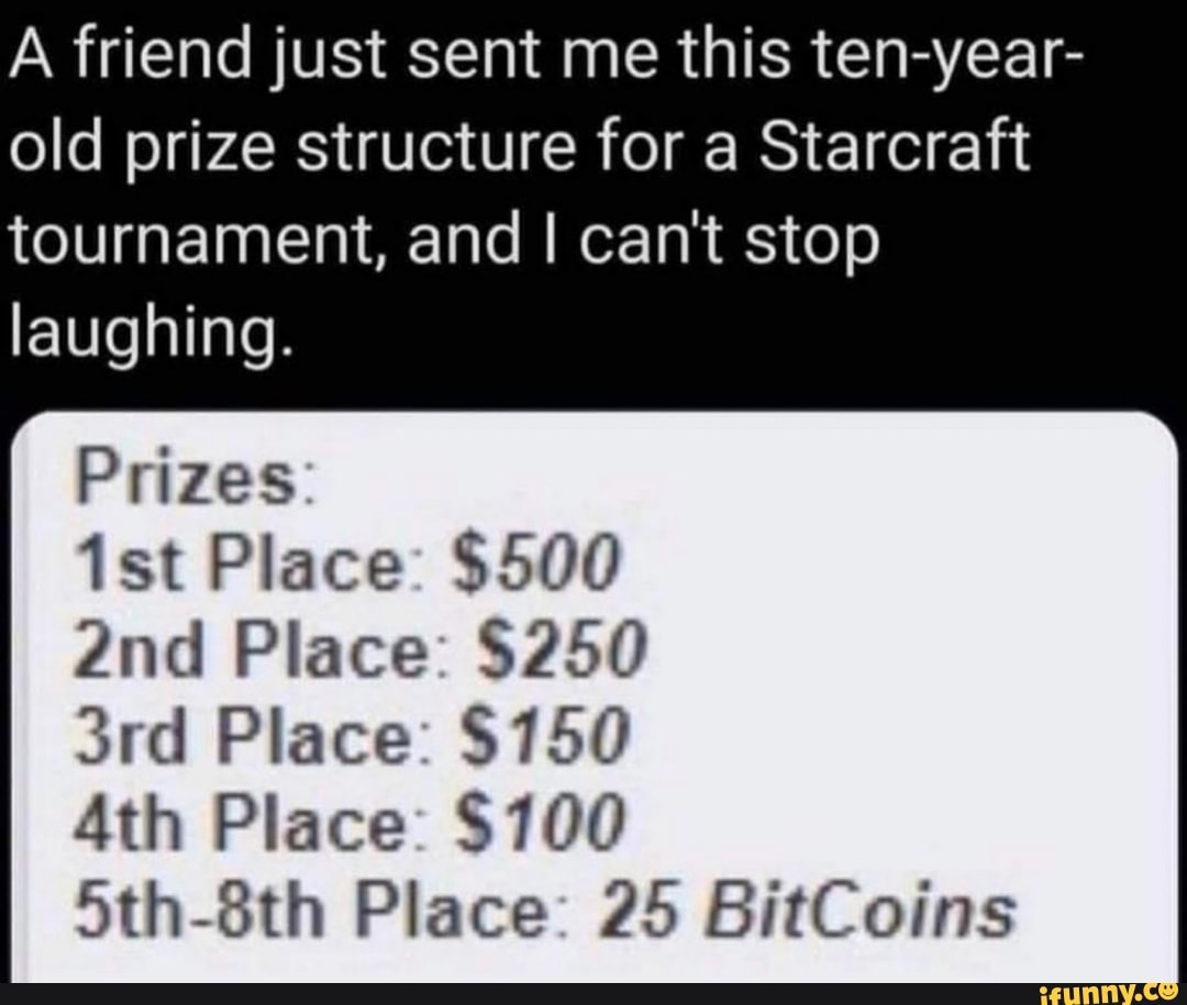 A friend just sent me this ten-year- old prize structure for a Starcraft  tournament, and
