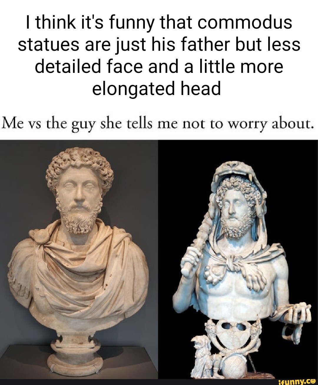I think it's funny that commodus statues are just his father but less ...