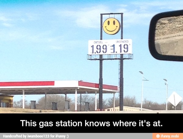 This gas station knows where it's at. - This gas station knows where it's at.