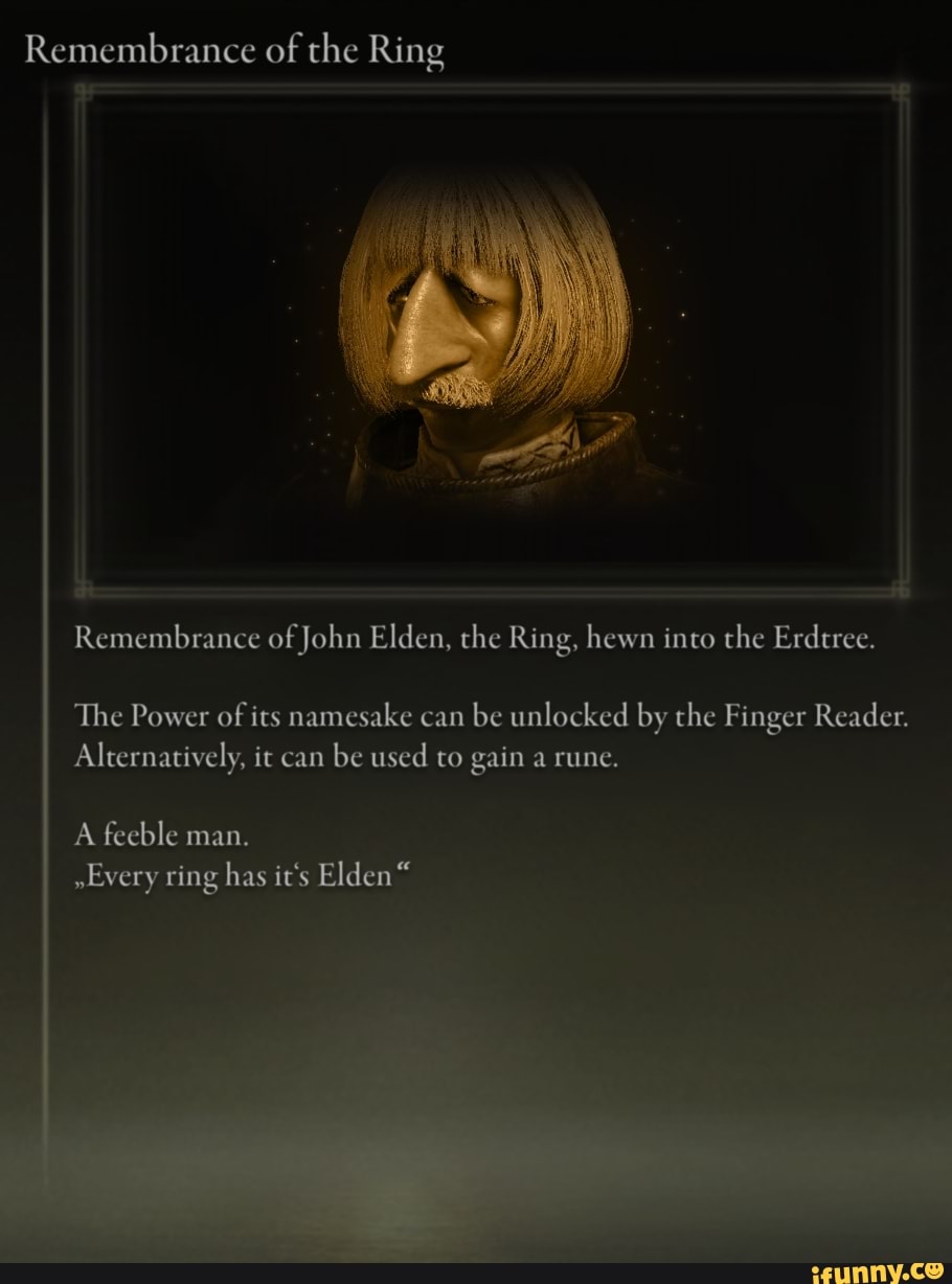 Remembrance of the Ring Remembrance of John Elden, the Ring, hewn into