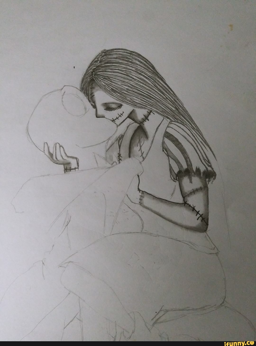 nightmarebeforechristmas, sally, johnnydepp, disney, love, kiss, zombie