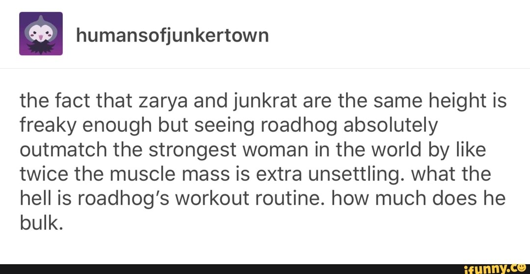 The Fact That Zarya And Junkrat Are The Same Height Is Freaky