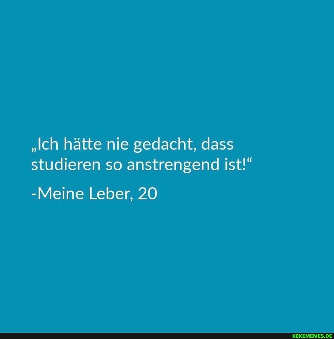 "Ich hätte nie gedacht, dass studieren so anstrengend ist
-Meine Leber, 20