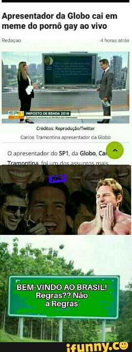 Apresentador da Globo cai em
meme do pornô gay ao vivo