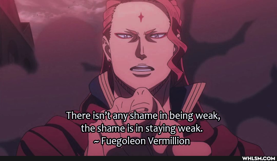 There isn't any shame in being weak, the shame is in staying weak.
~ Fuegoleon Vermillion