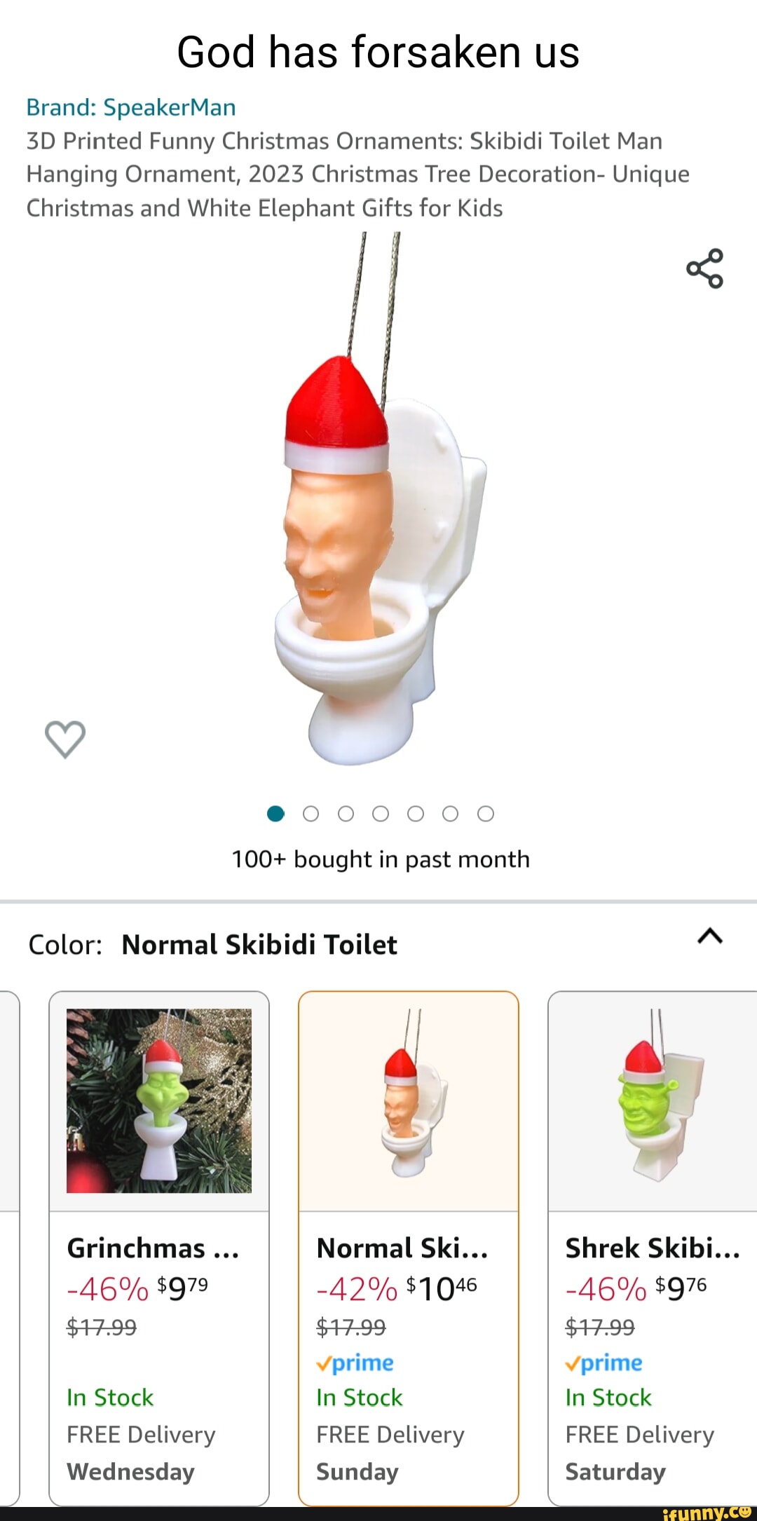 God has forsaken us Brand: SpeakerMan Printed Funny Christmas Ornaments: Skibidi  Toilet Man Hanging Ornament, 2023