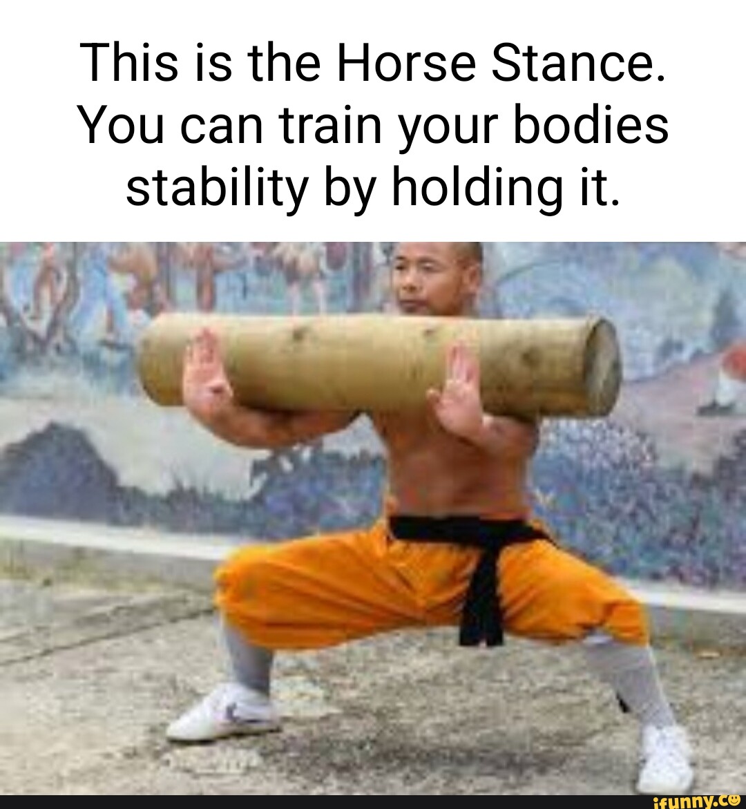 This is the Horse Stance. You can train your bodies stability by