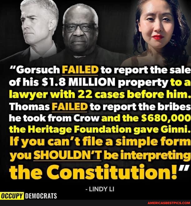 "Gorsuch FAILED to report the sale of his 1.8 MILLION property toa