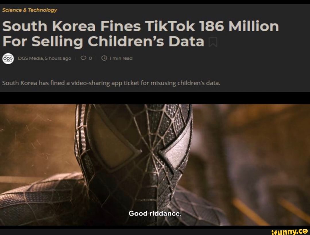 Science Technology South Korea Fines TikTok 186 Million For Selling Childre...