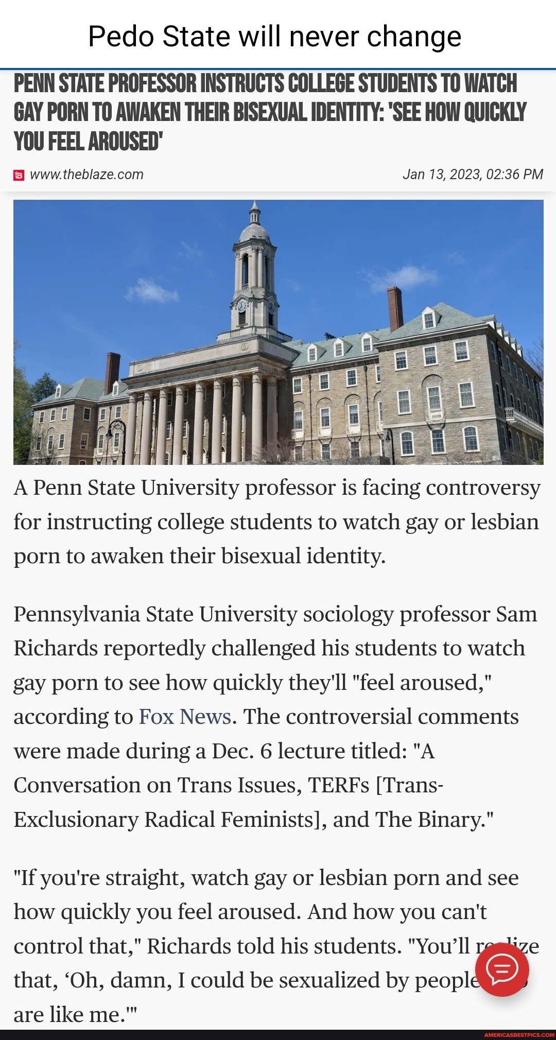 Controversial Porn Bi - Pedo State will never change PENN STATE PROFESSOR INSTRUCTS COLLEGE  STUDENTS TO WATCH GAY PORN TO