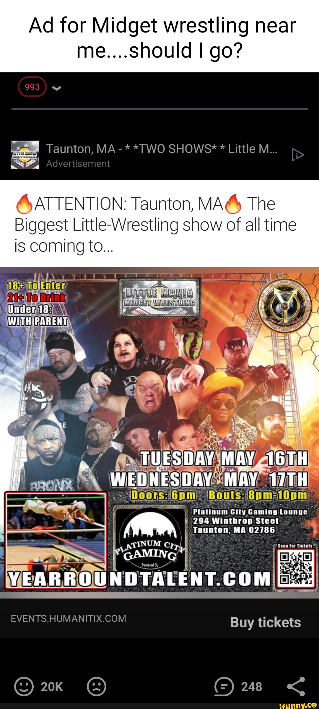 Ad For Midget Wrestling Near Me should I Go Taunton MA TWO Ad For Midget Wrestling Near Me should I Go Taunton MA TWO