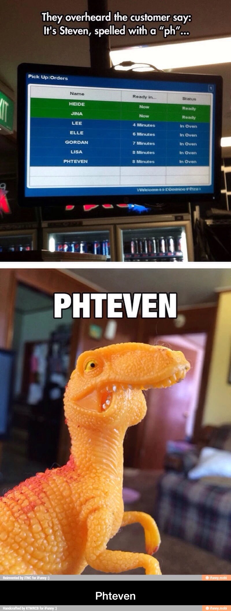 They overheard the customer say:
It's Steven, spelled with a - Phteven