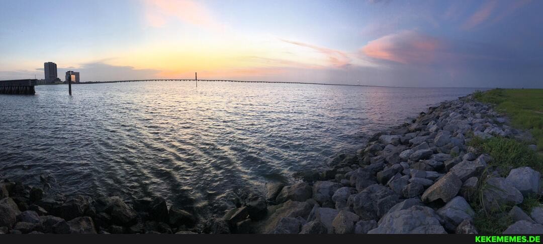 panorama, sunset, lake, pontchartrain, filters, edits