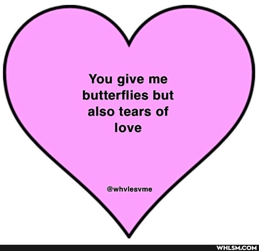 You give me butterflies but also tears of love
@whvlesvme